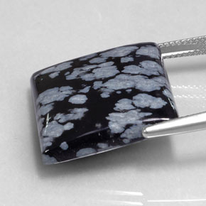 Obsidienne flocon de neige noir naturelle carré, 20,90 ct, opaque