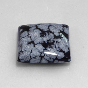Obsidienne flocon de neige noir naturelle carré, 19,17 ct, opaque