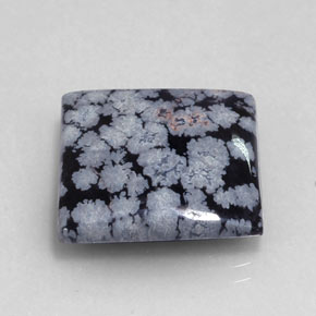 Obsidienne flocon de neige noir naturelle carré, 16,12 ct, opaque