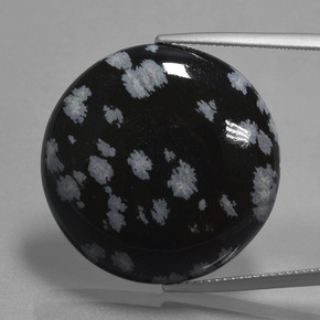 Obsidienne flocon de neige noir et blanc naturelle coupe roude, 26,06 ct, opaque