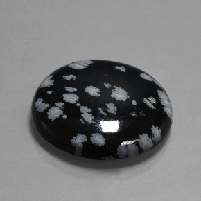 Obsidienne flocon de neige noir et blanc naturelle coupe roude, 26,06 ct, opaque