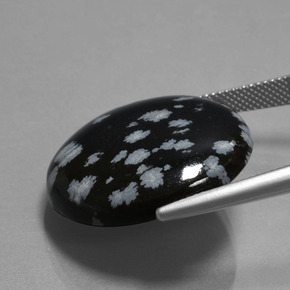 Obsidienne flocon de neige noir et blanc naturelle coupe roude, 26,06 ct, opaque