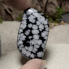 Obsidienne flocon de neige Flocon de neige naturelle Forme fantaisie, 43.74 ct, Opaque