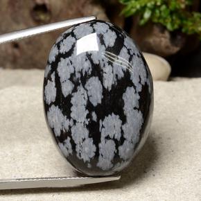 Obsidienne flocon de neige Flocon de neige naturelle Coupe ovale, 36.23 ct, Opaque