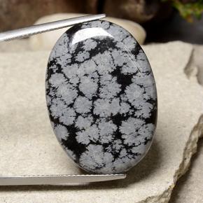 Obsidienne flocon de neige Flocon de neige naturelle Coupe ovale, 21.09 ct, Opaque
