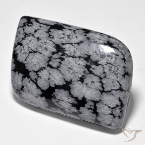 Obsidienne flocon de neige Gris-Blanc Noir naturelle Fantaisie, 38.10 ct, Opaque