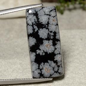 Obsidienne flocon de neige Flocon de neige naturelle Baquette, 14.09 ct, Opaque