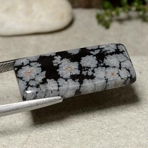 Obsidienne flocon de neige Flocon de neige naturelle Baquette, 14.09 ct, Opaque