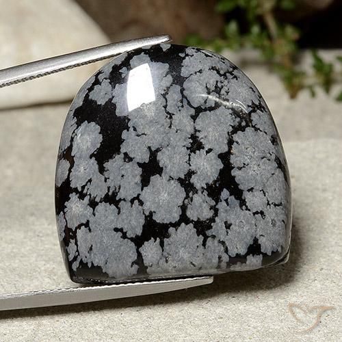 Obsidienne flocon de neige fantaisie de 37,14 ct, 25,8 x 26 mm d'Inde, Photo A