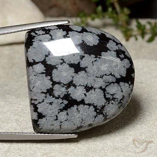 Obsidienne flocon de neige Gris-Blanc Noir naturelle Fantaisie, 37.14 ct, Opaque