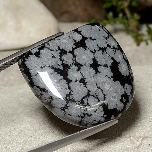Obsidienne flocon de neige Gris-Blanc Noir naturelle Fantaisie, 37.14 ct, Opaque