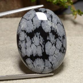 Obsidienne flocon de neige Multicolore naturelle Coupe ovale, 29.21 ct, Opaque