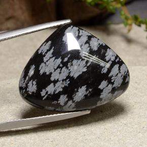 Obsidienne flocon de neige Flocon de neige naturelle En forme de poire, 19.39 ct, Opaque