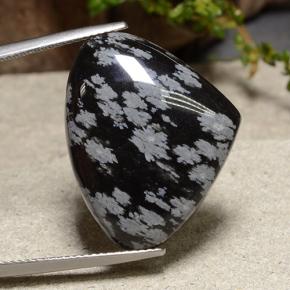 Obsidienne flocon de neige Flocon de neige naturelle En forme de poire, 19.39 ct, Opaque