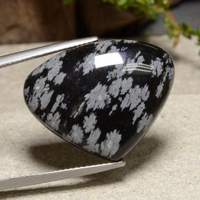 Obsidienne flocon de neige Flocon de neige naturelle En forme de poire, 19.39 ct, Opaque