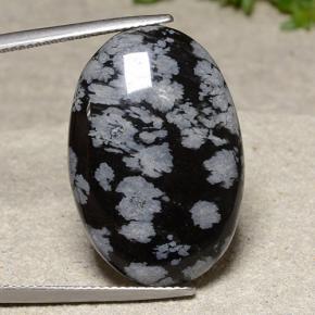 Obsidienne flocon de neige Flocon de neige naturelle Coupe ovale, 18.62 ct, Opaque