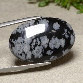 Obsidienne flocon de neige Flocon de neige naturelle Coupe ovale, 18.62 ct, Opaque