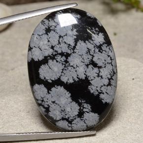 Obsidienne flocon de neige Flocon de neige naturelle Coupe ovale, 23.19 ct, Opaque