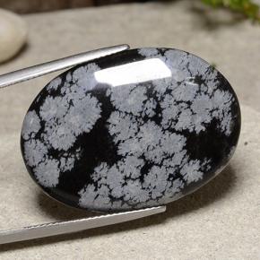 Obsidienne flocon de neige Flocon de neige naturelle Coupe ovale, 23.19 ct, Opaque