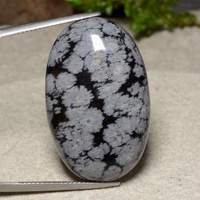 Obsidienne flocon de neige multicolore naturelle coupe ovale, 39,18 ct, opaque