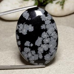Obsidienne flocon de neige Flocon de neige naturelle Coupe ovale, 33.64 ct, Opaque