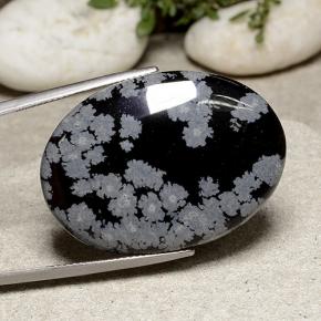 Obsidienne flocon de neige Flocon de neige naturelle Coupe ovale, 33.64 ct, Opaque
