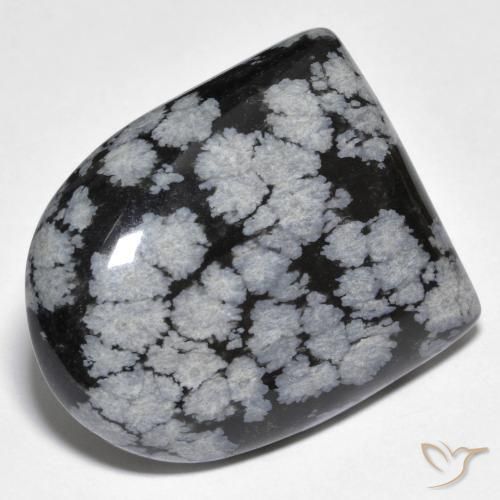 Obsidienne flocon de neige Gris-Blanc Noir naturelle Fantaisie, 29.59 ct, Opaque