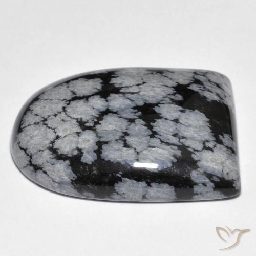 Obsidienne flocon de neige Gris-Blanc Noir naturelle Fantaisie, 29.59 ct, Opaque