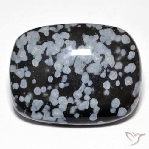 Obsidienne flocon de neige Gris-Blanc Noir naturelle Coussin, 25.43 ct, Opaque