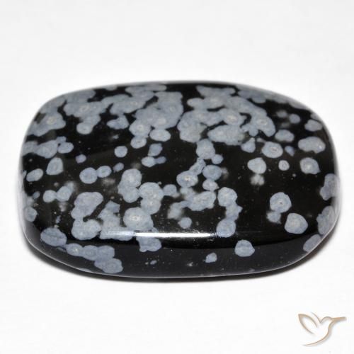 Obsidienne flocon de neige Gris-Blanc Noir naturelle Coussin, 25.43 ct, Opaque