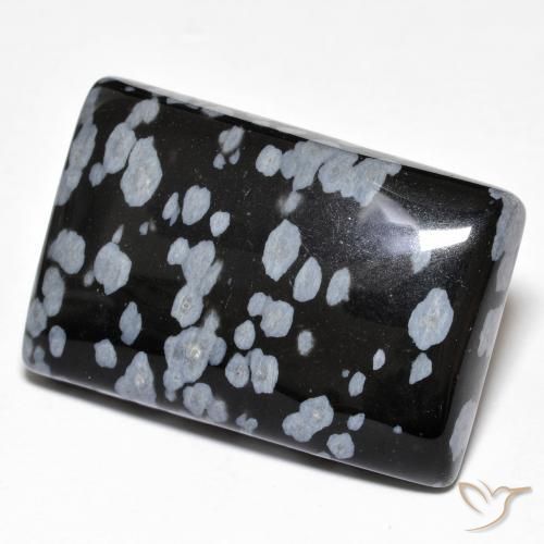 Obsidienne flocon de neige Gris-Blanc Noir naturelle Baquette, 28.40 ct, Opaque