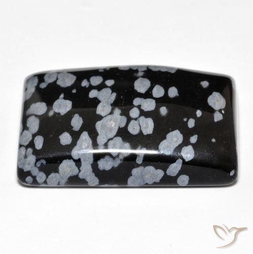 Obsidienne flocon de neige Gris-Blanc Noir naturelle Baquette, 28.40 ct, Opaque