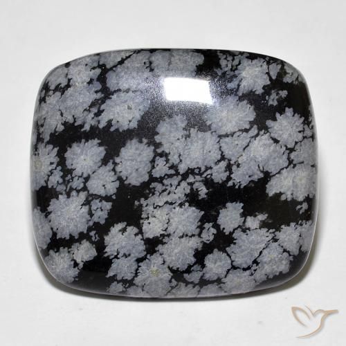 Obsidienne flocon de neige coussin de 27,93 ct, 27,3 x 23,7 mm d'Inde, Photo A