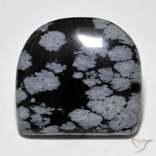 Obsidienne flocon de neige Gris-Blanc Noir naturelle Fantaisie, 35.68 ct, Opaque