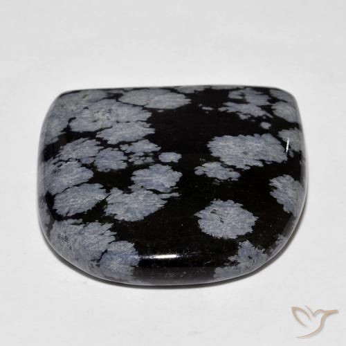 Obsidienne flocon de neige Gris-Blanc Noir naturelle Fantaisie, 35.68 ct, Opaque