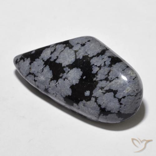 Obsidienne flocon de neige Gris-Blanc Noir naturelle Fantaisie, 20.43 ct, Opaque