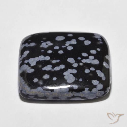 Obsidienne flocon de neige Gris-Blanc Noir naturelle Coussin, 28.25 ct, Opaque