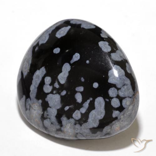 Obsidienne flocon de neige Gris-Blanc Noir naturelle En forme de poire, 24.61 ct, Opaque