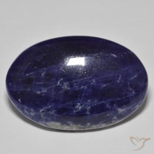 28.42ct Naturel Bleu noirâtre Sodalite, ovale, Opaque, Photo A
