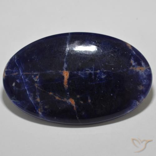 29.90ct Naturel Bleu marine Sodalite, ovale, Opaque, Photo A