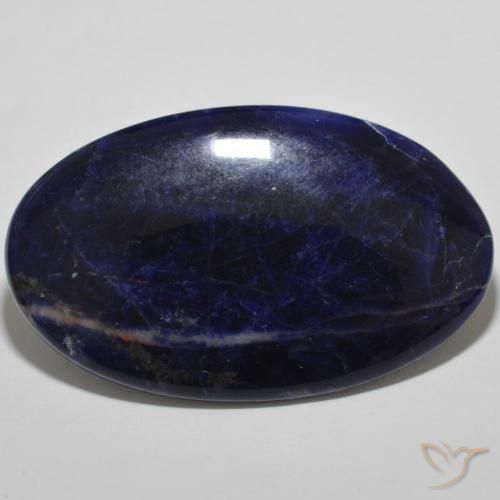 29.33ct Naturel Bleu noirâtre Sodalite, ovale, Opaque, Photo A