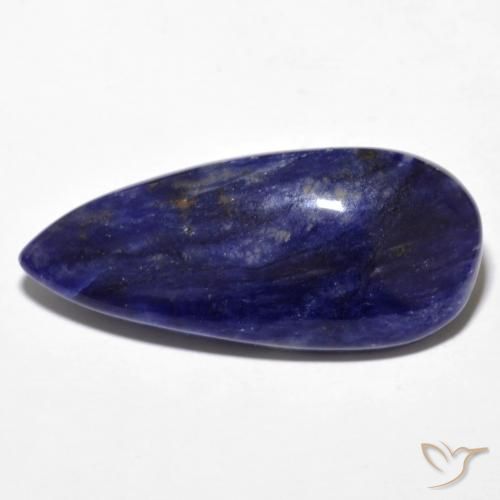12.74ct Naturel Bleu noirâtre Sodalite, En forme de poire, Opaque, Photo A