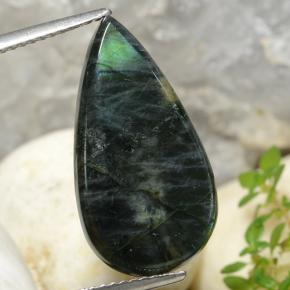 Spectrolite multicolore naturelle en forme de poire, 6,57 ct, opaque