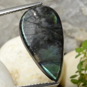 Spectrolite multicolore naturelle en forme de poire, 6,57 ct, opaque