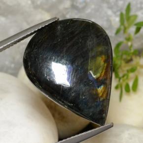 Spectrolite Multicolore naturelle En forme de poire, 11.71 ct, Opaque