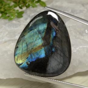 Spectrolite multicolore naturelle trillion, 18,60 ct, opaque