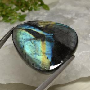 Spectrolite multicolore naturelle trillion, 18,60 ct, opaque