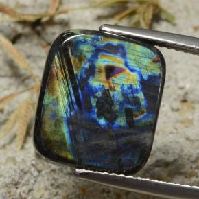 Spectrolite Multicolore naturelle Coupe coussin, 6.03 ct, Opaque