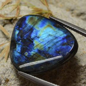 Spectrolite multicolore naturelle trillion, 15,43 ct, opaque