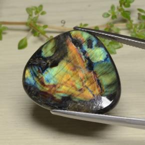 Spectrolite multicolore naturelle trillion, 14,38 ct, opaque